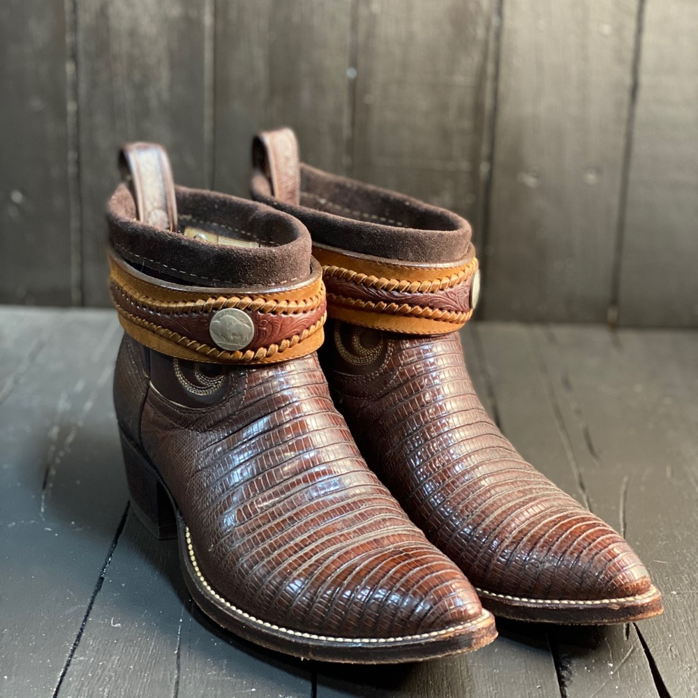 Size 11, Upcycled Nocona Boots, exotic leather